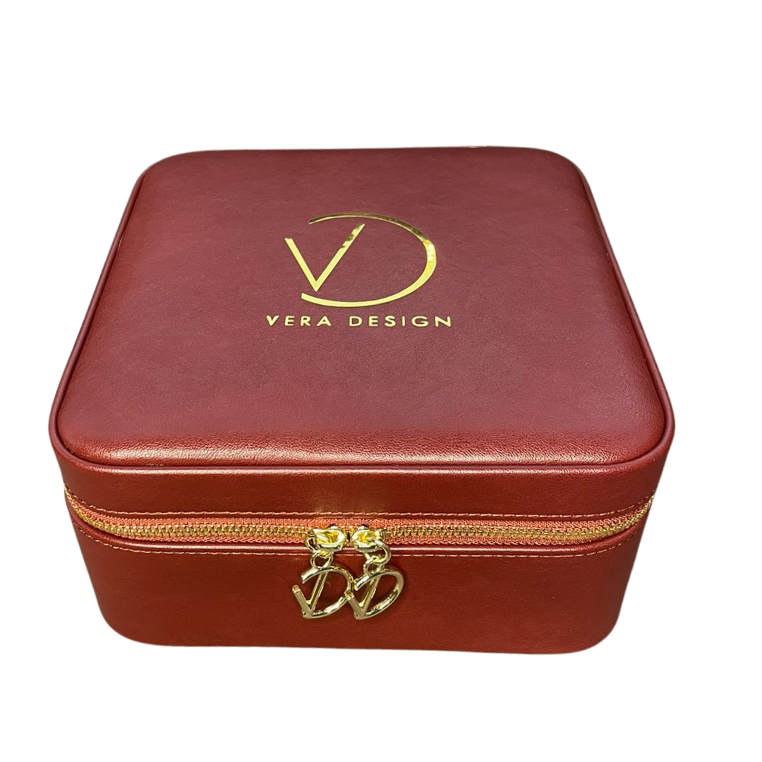 JEWELLERY BOX BURGUNDY FUX LEATHER