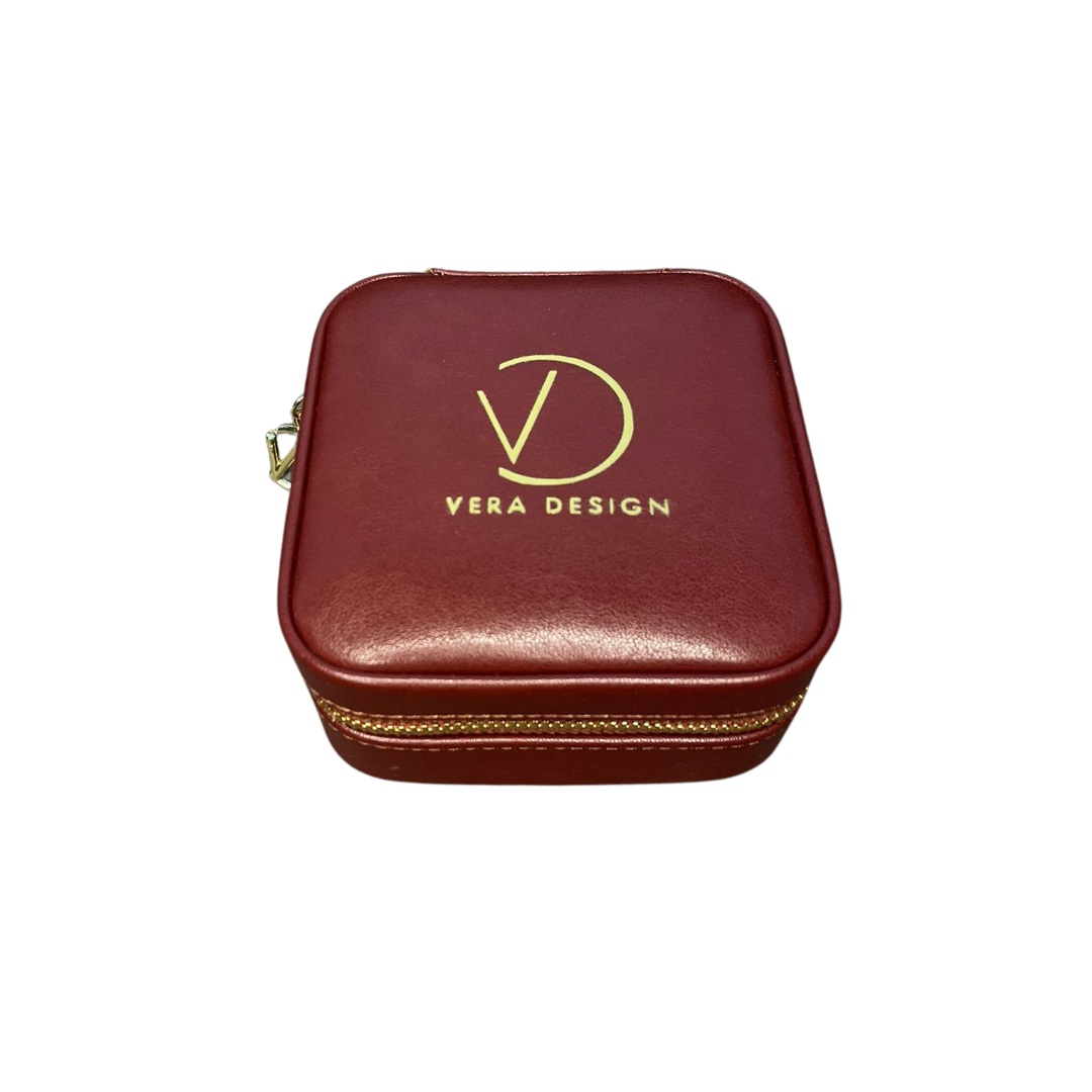 JEWELLERY TRAVEL BOX BURGUNDY FUX LEATHER