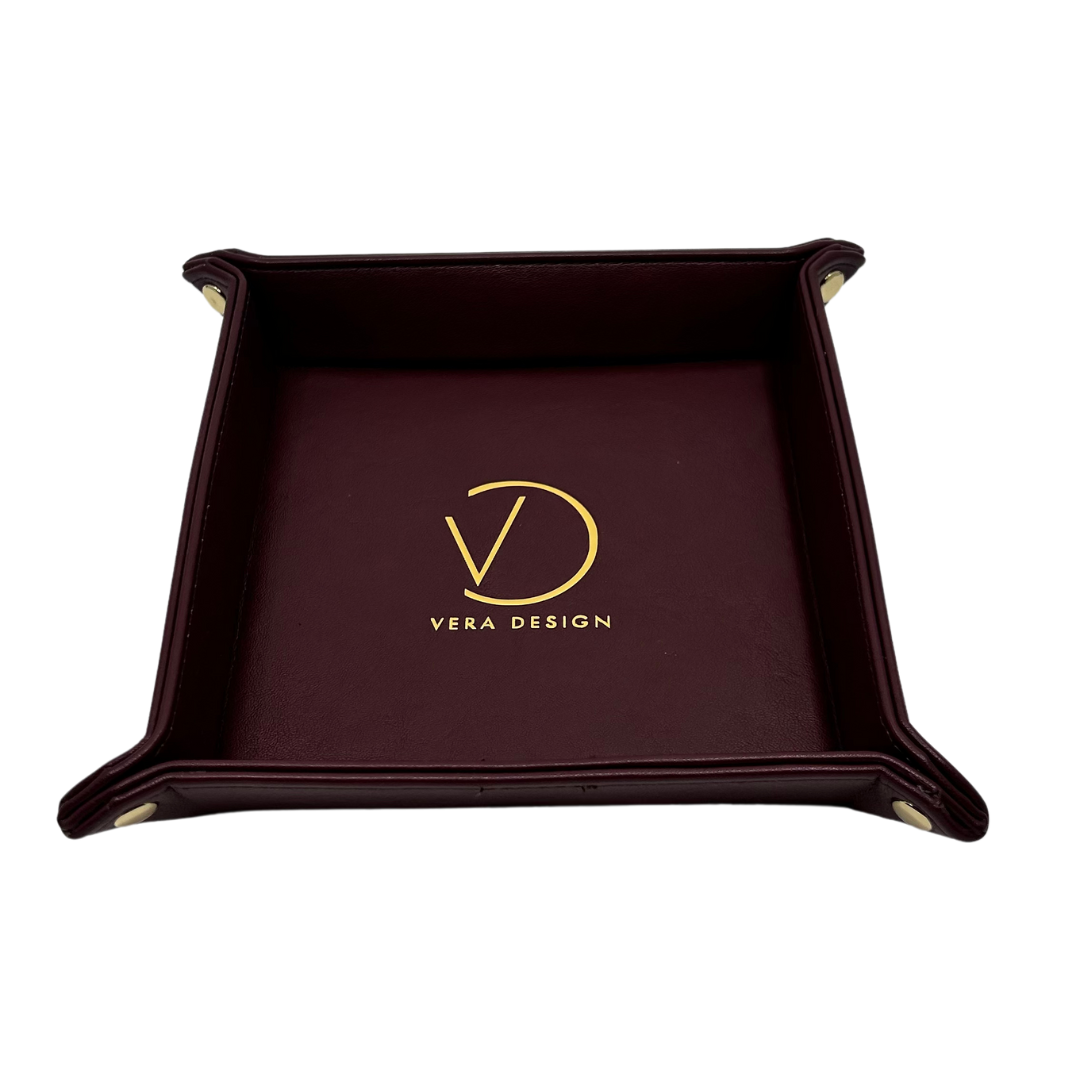 JEWELLERY TRAY BURGUNDY FUX LEATHER