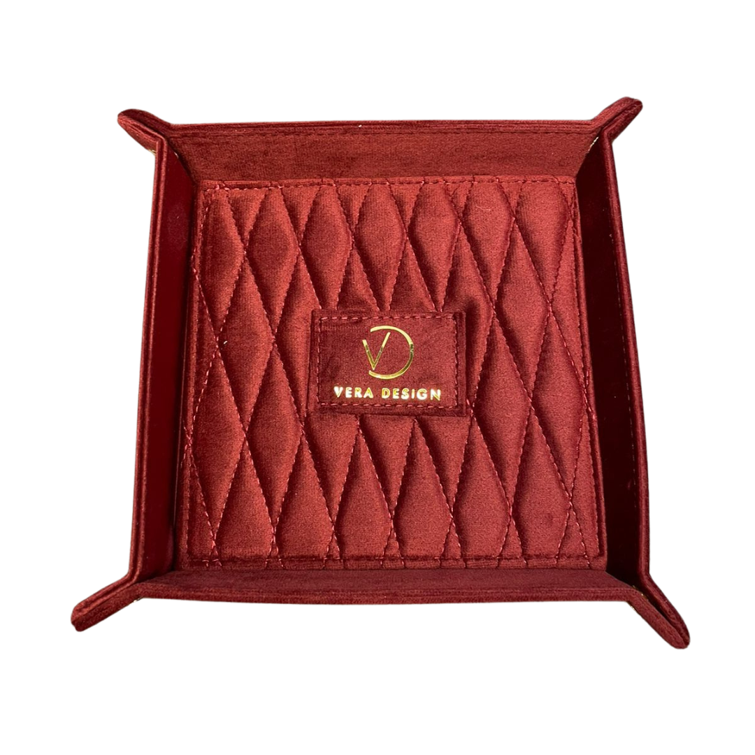 JEWELLERY TRAY BURGUNDY VELVET