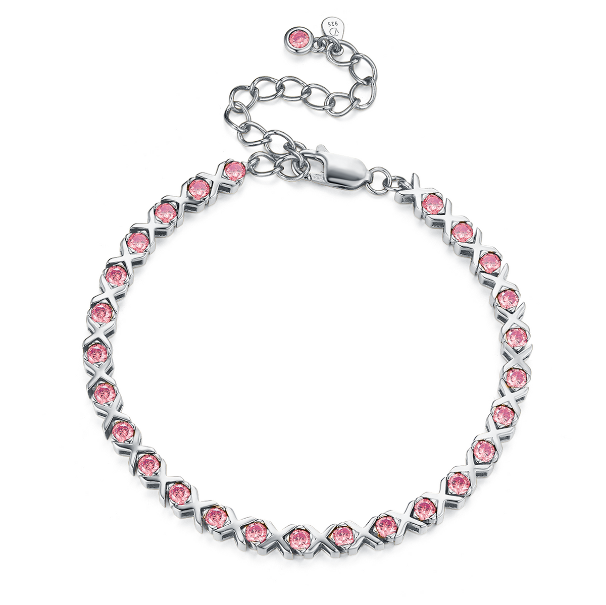 XO BRACELET SILVER PINK veradesign.is