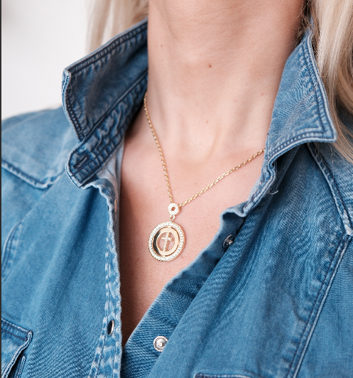 CIRCLE OF FAITH PENDANT ROSEGOLD-WHITE