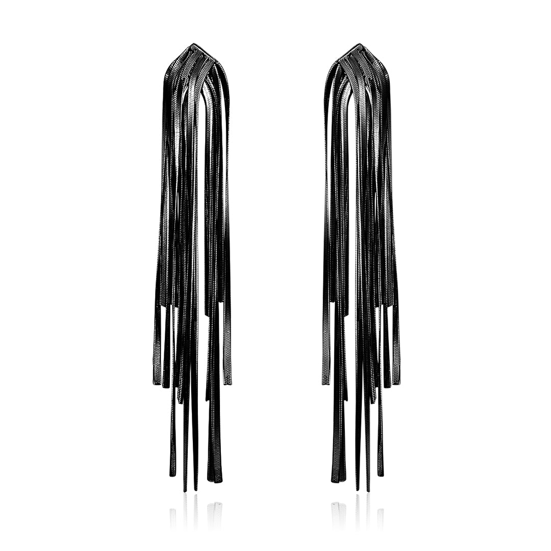 SNAKE TASSEL EARRINGS BLACK