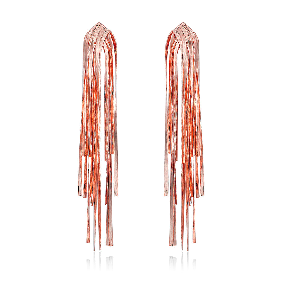 SNAKE TASSEL EARRINGS ROSEGOLD