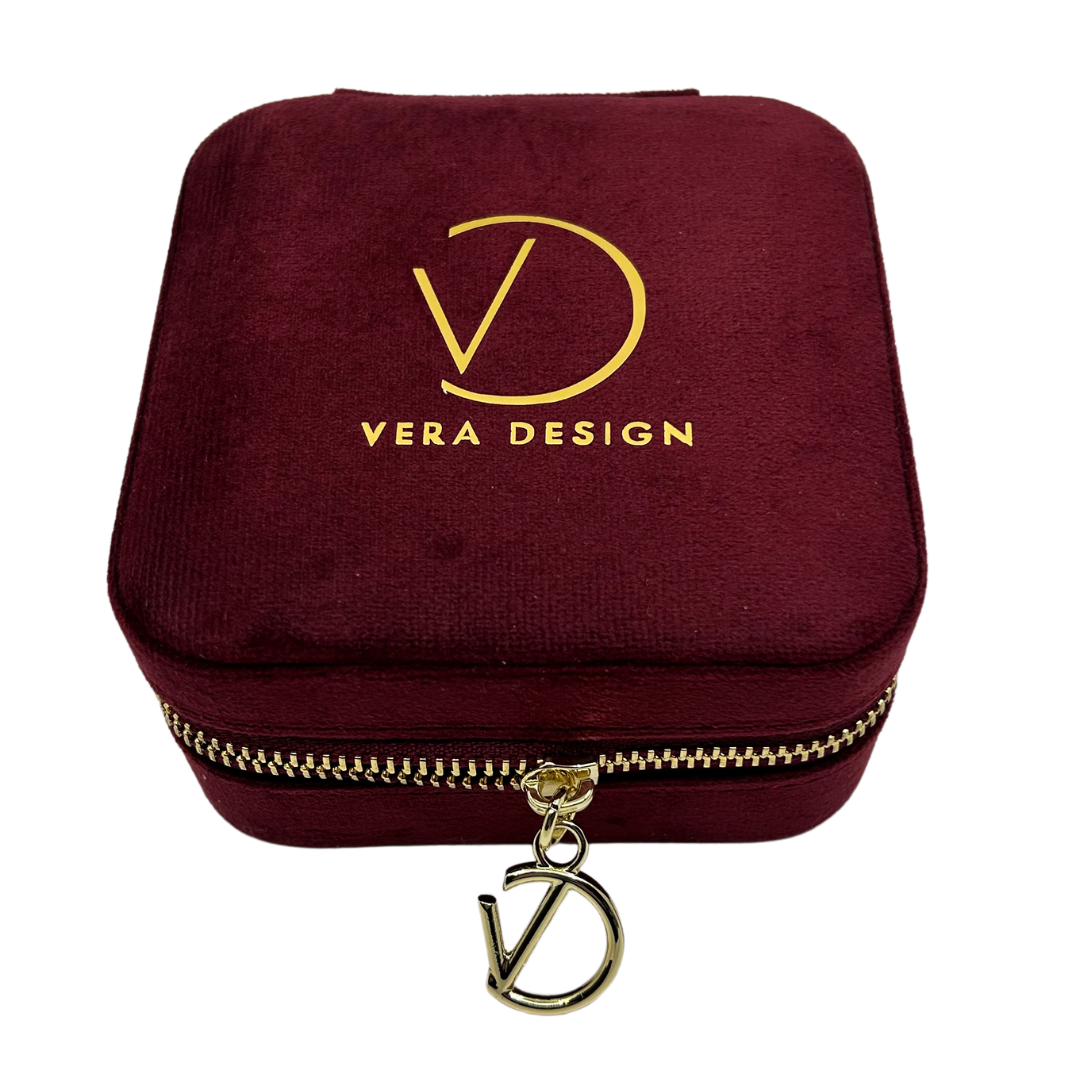 JEWELLERY TRAVEL BOX BURGUNDY VELVET