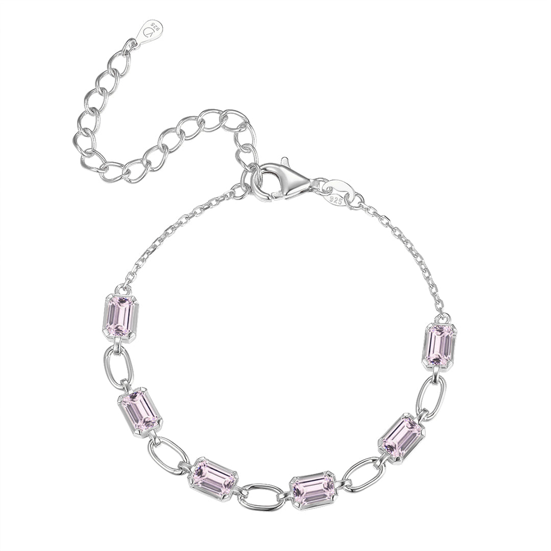 vera design armband crystal - silfur - bleikt - íslensk skartgripahönnun