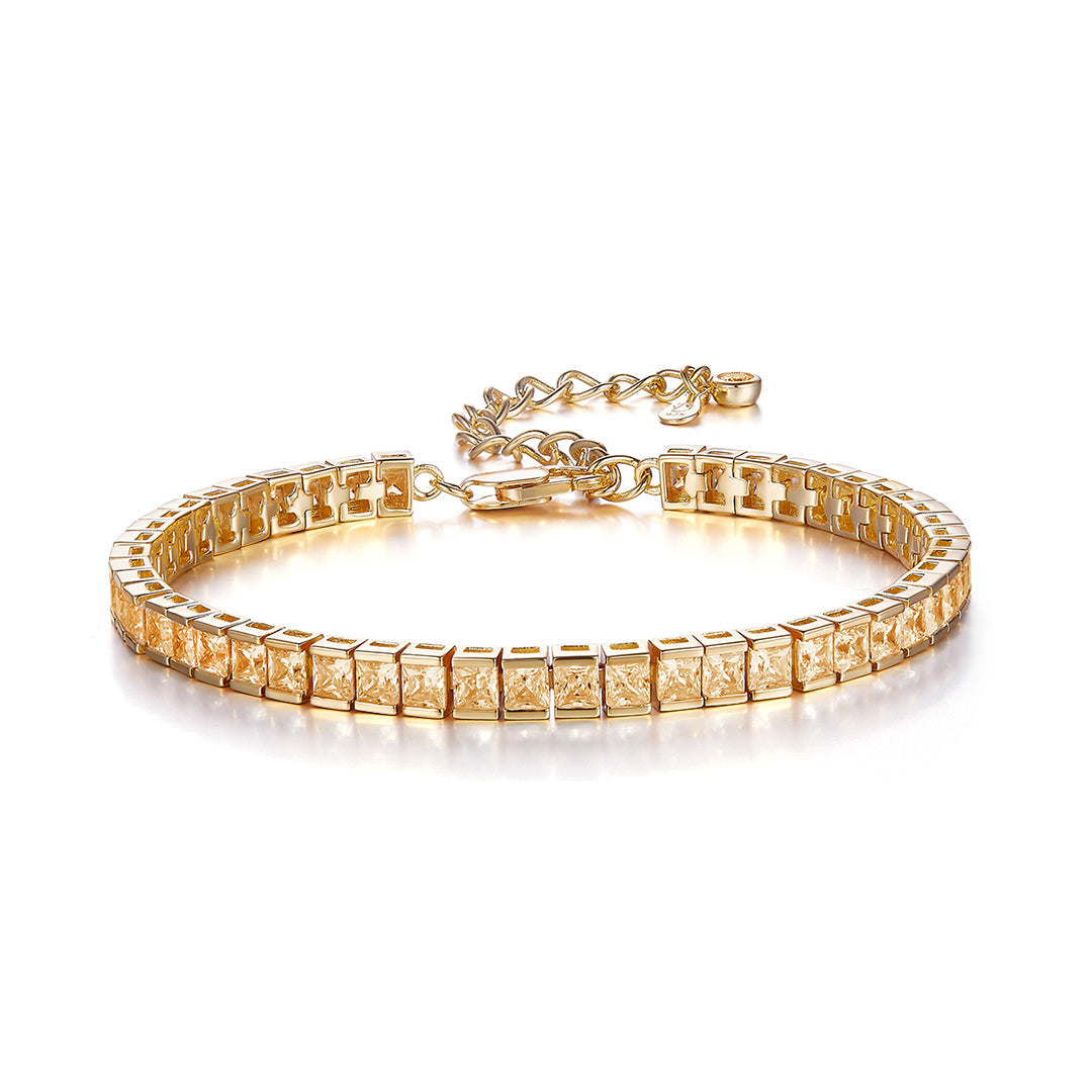 TENNIS BAGUETTE BRACELET GOLD-CHAMPAGNE