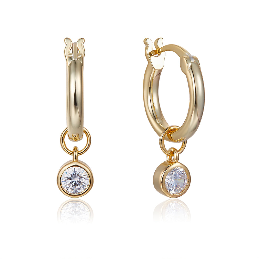 HOOP TINY DAZZLE EARRINGS GOLD-WHITE