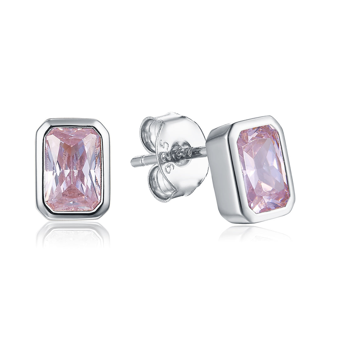 FATHER STUD EARRINGS SILVER-PINK