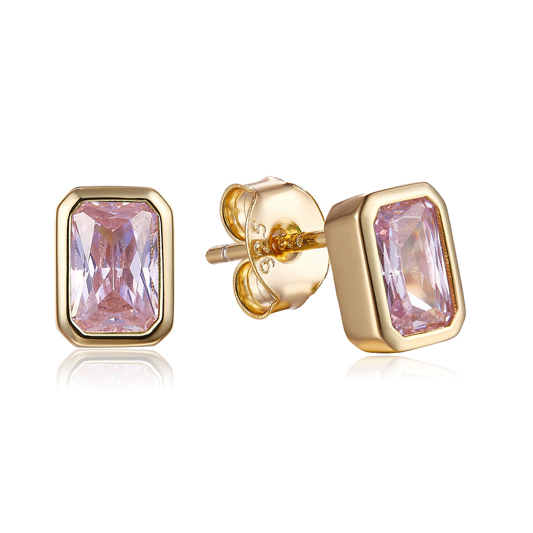 FATHER STUD EARRINGS GOLD-PINK