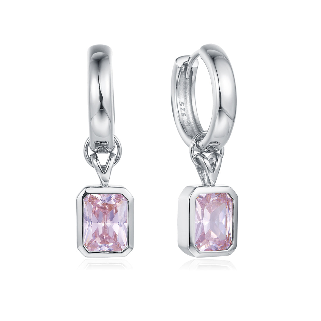 FATHER EARRINGS SILVER-LIGHT PINK