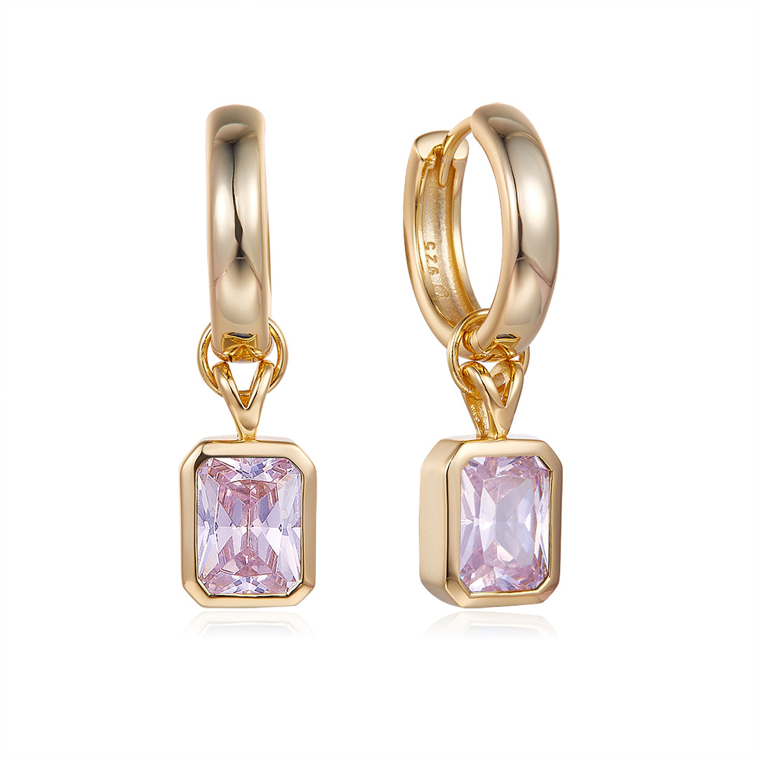 FATHER EARRINGS GOLD-LIGHT PINK