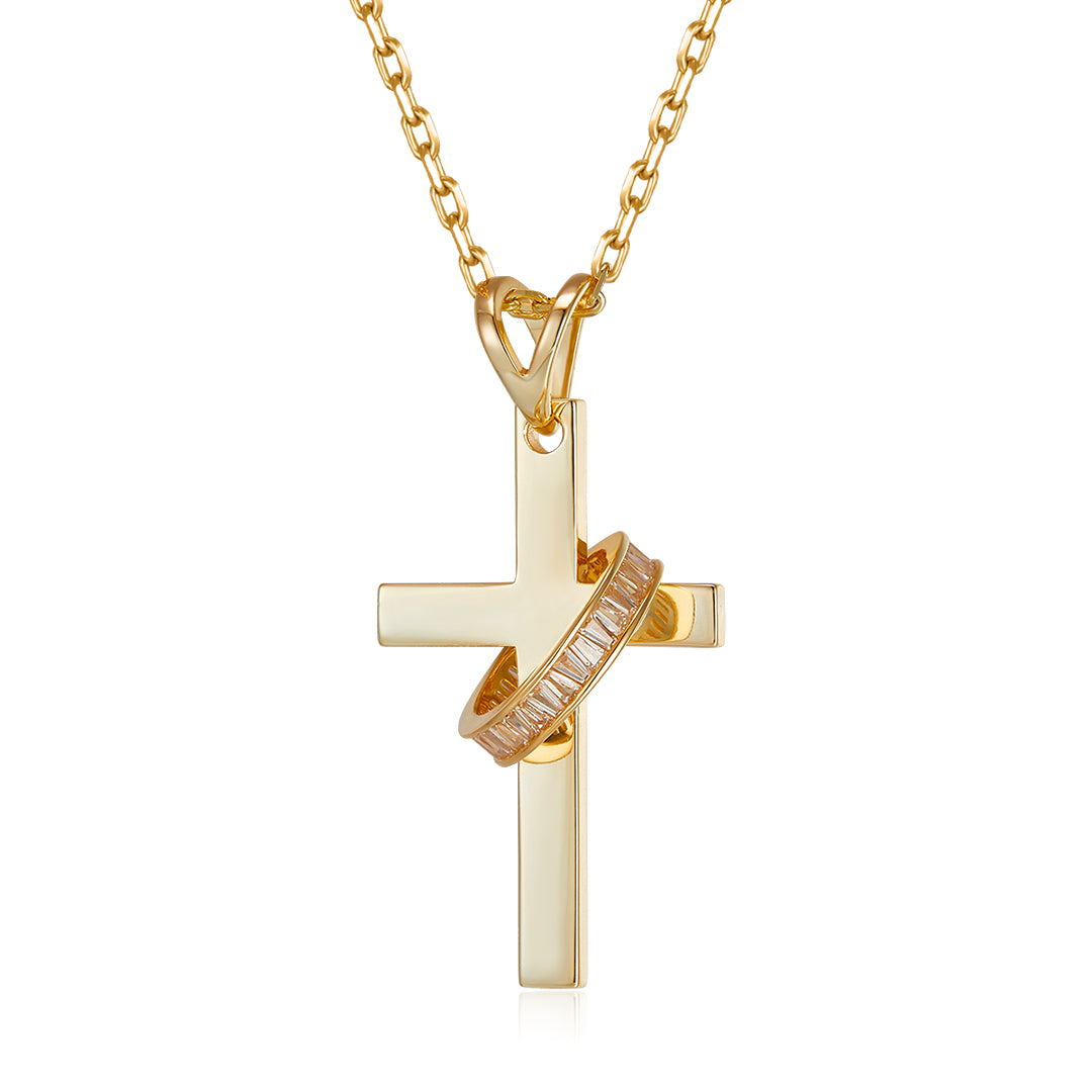 ETERNITY DIVINE CROSS PENDANT GOLD-CHAMPAGNE