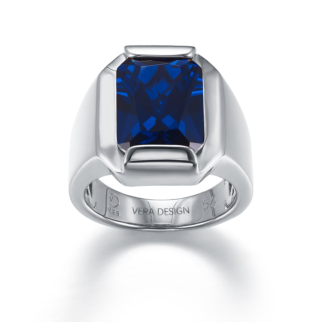 FATHER RING SILVER-BLUE