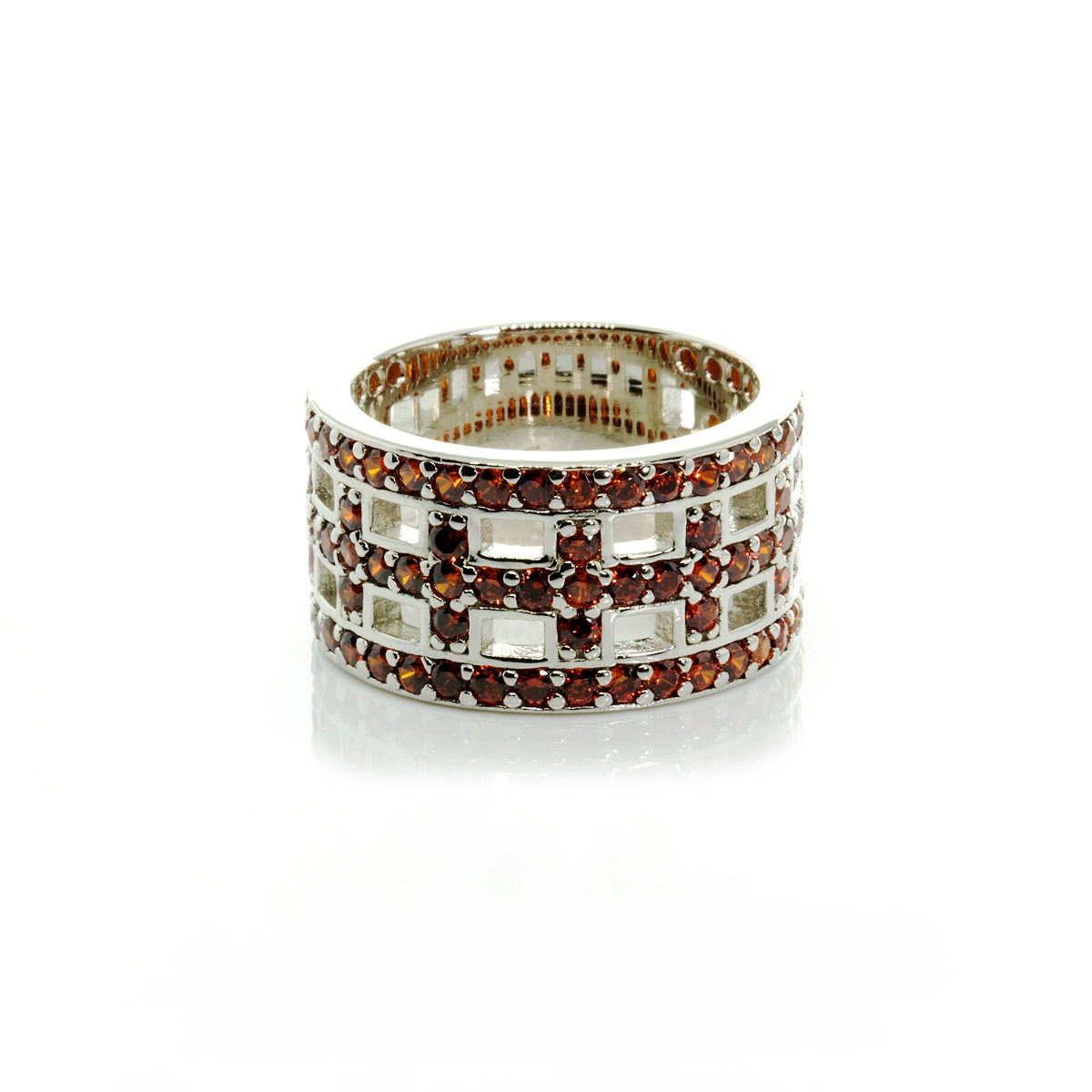 8 CROSS RING SILVER-RED