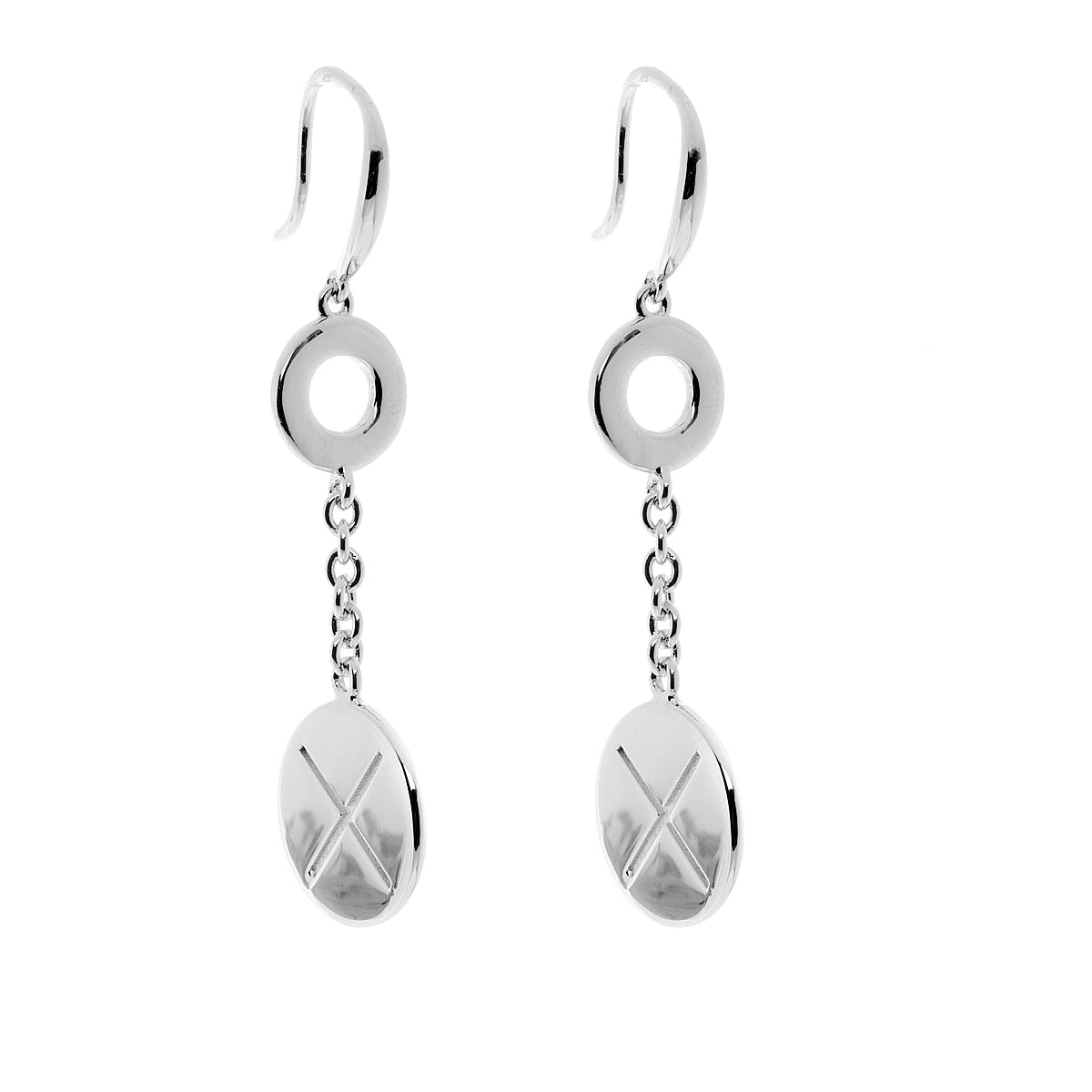 X HOOK EARRINGS SILVER