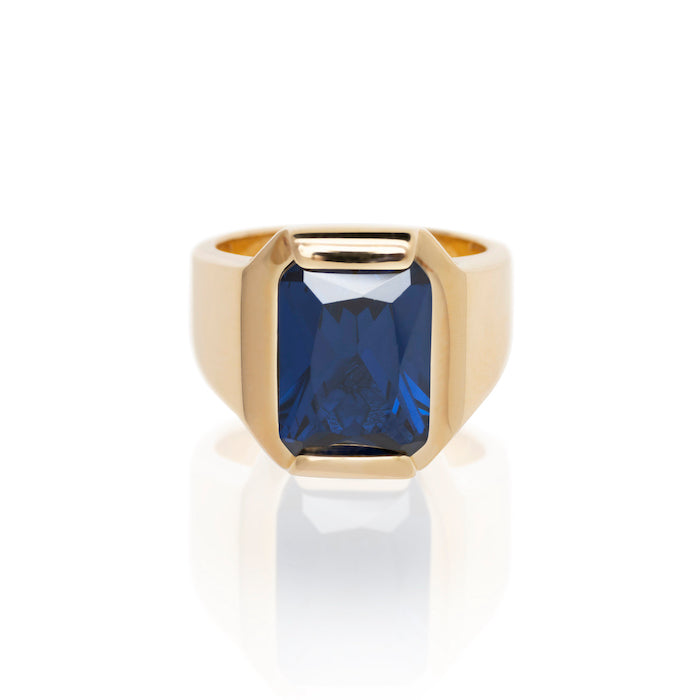 FATHER RING GOLD-BLUE